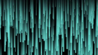 Dijital soyut dikey çizgiler eğimli turkuaz ve siyah sakin, teknoloji meraklısı bir atmosferi çağrıştırıyor.