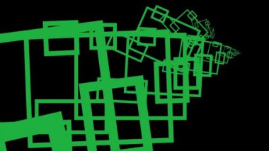 Neon yeşil çizgilerin ve geometrik şekillerin karanlık bir arkaplana karşı kaotik bir örtüsünü içeren soyut bir görüntü. Modern sanat temaları ve grafik tasarımları için uygundur.