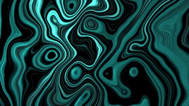 波状のターコイズパターンを特徴とする抽象的なデジタルアートイメージは 流動的な黒い線と絡み合って動きの感覚を呼び起こします — ストック動画