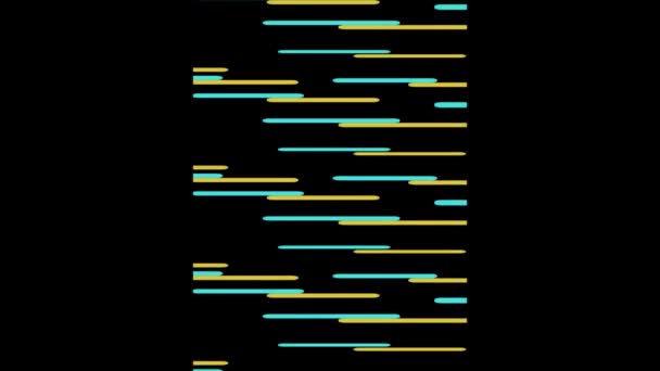 Siyah Bir Arkaplanda Mavi Sarı Tonlarda Yatay Çizgilerin Geometrik Desenini — Stok video