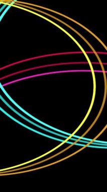 Değişik yaratıcı projeler için uygun, siyah bir arkaplan üzerinde dinamik bir hareket etkisi yaratan renkli kıvrımlı çizgilerle canlı soyut bir arkaplan.