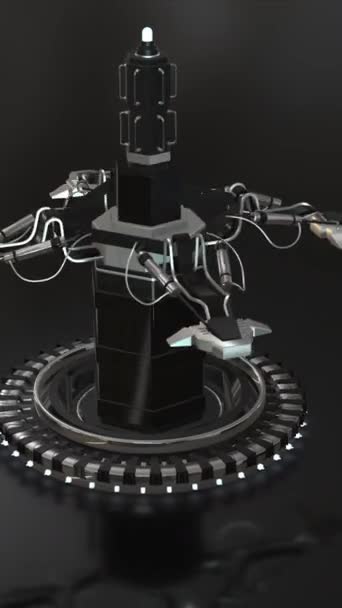 어두운 실험실 환경에서 자동화와 기술을 제안하는 미래의 시각적으로 렌더링 이미지 — 비디오