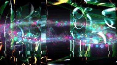 Soyut hareket grafiklerini dijital sanat, teknoloji veya bilim kurgu hissiyle kusursuz bir şekilde döngüye sokmak. Yeşil, mavi, pembe ve altın rengi