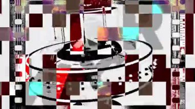 Film makarası kaplamalı 3B Dönen Modelde Dijital Bozukluk ve Pikselleme Efektleri