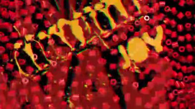 Siyah Arkaplanda Kırmızı Silindirler ve El Yazısıyla Yazılan Metinler: Enerji ve Tutkunun Soyut Animasyonu