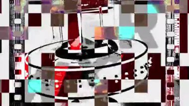 Film makarası kaplamalı 3B Dönen Modelde Dijital Bozukluk ve Pikselleme Efektleri