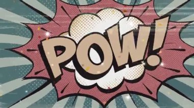 Pow Çizgi Roman Tarzı Animasyon Metni, Retro Klasik Sanat Tarzı Çizgi Roman Arka planı.
