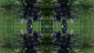 Gaz maskesi ve mekanik parçaları olan bir cyborgun siberpunk tarzı videosu. Teknoloji, distopya ve gelecekle ilgili projeler için harika..