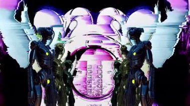 Kanatlı robotlar dijital ortamda nöbet tutuyorlar. Bu video teknolojinin, yapay zekanın ve geleceğin temalarını çağrıştırıyor..