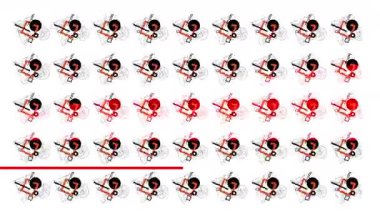 Sürekli değişen siyah, kırmızı ve beyaz şekilli soyut geometrik desenli video. Modern, minimalist bir zemin yaratan dinamik görsel döngüler, çağdaş sanat, tasarım veya teknolojik kavramlar için mükemmeldir..