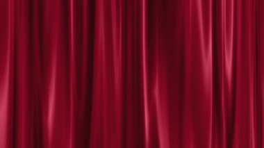 Lüks kırmızı ipek perdelerin büyüleyici animasyonu, yavaşça dalgalanan ve akan. Tiyatro tanıtımları, sinema sahneleri, etkinlikler, sunumlar ya da zarif arka plan görselleri için mükemmel. Herhangi bir projeye klasik entelektüellik katıyor..