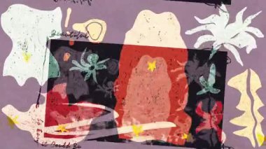 Dinamik şekillerin, parlayan yıldızların ve kalpler ve dudaklar gibi anlamlı elementlerin yer aldığı canlı ve soyut bir sanat animasyonu deneyin. Bu yaratıcı hareket aşk, güzellik ve içsel tutkuyu ifade eder..