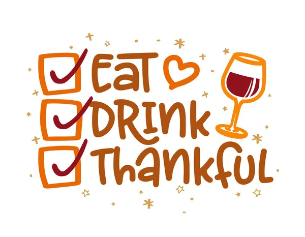 Tacksam Tacksam Välsignad Checklista Rolig Kalligrafi Fras För Thanksgiving Handritade — Stock vektor