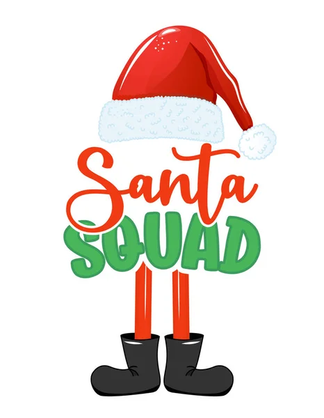 Santa Squad Frase Bambino Natale Vestiti Bambini Maglioni Brutti Lettere — Vettoriale Stock