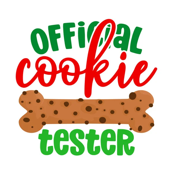 Oficjalny Tester Plików Cookie Wyrażenie Kaligraficzne Boże Narodzenie Ręcznie Rysowane — Wektor stockowy