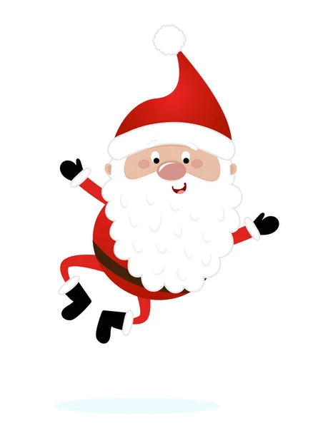 Babbo Natale Saltando Felicemente Illustrazione Stile Cartone Animato Buon Natale — Vettoriale Stock