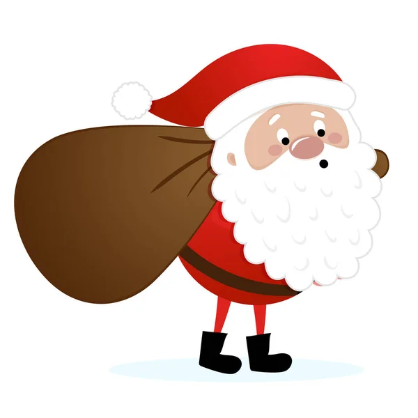 Babbo Natale Porta Regali Illustrazione Stile Cartone Animato Buon Natale — Vettoriale Stock