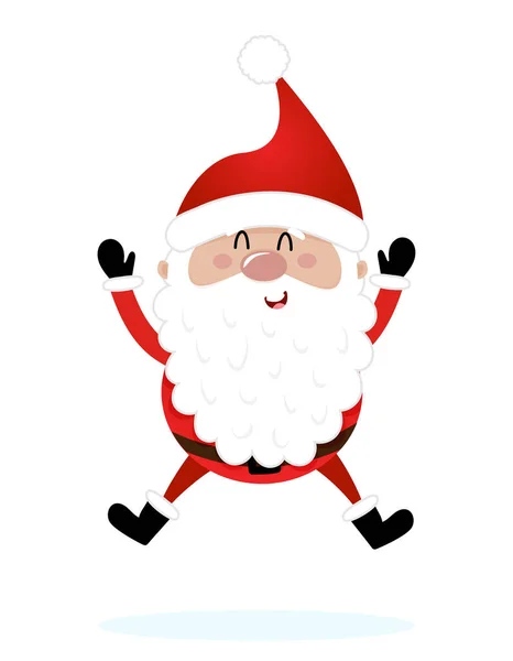 Jumping Santa Illustrazione Stile Cartone Animato Buon Natale Felice Anno — Vettoriale Stock