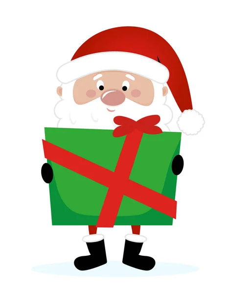 Babbo Natale Regalo Illustrazione Stile Cartone Animato Buon Natale Felice — Vettoriale Stock