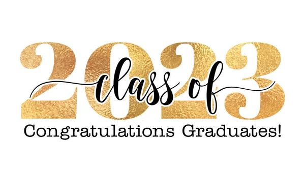 Class 2023 Congratulations Graduates Typography Black Text Isolated White Background — Vector de stock