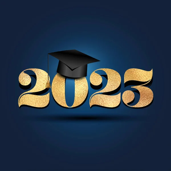 Class 2023 Congratulations Graduates Typography Black Text Isolated White Background — Stok Vektör
