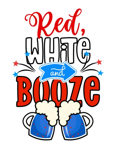 Red White Booze Днем Незалежності Липня Ілюстрації Дизайну Пивом Добре — стоковий вектор
