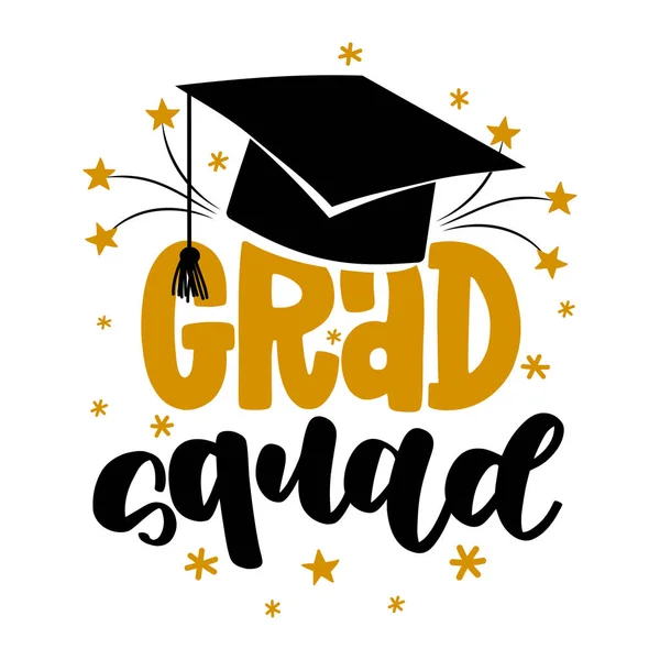 Grad Squad Typography Black Text Isolated White Background Vector Illustration — Stock Vector