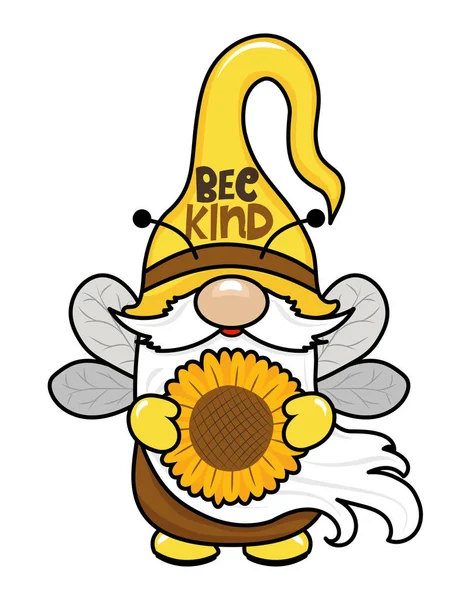 Bumble Bee Gnome Hand Drawn Modern Gnome Illustration Perfect Advertising — Vetor de Stock