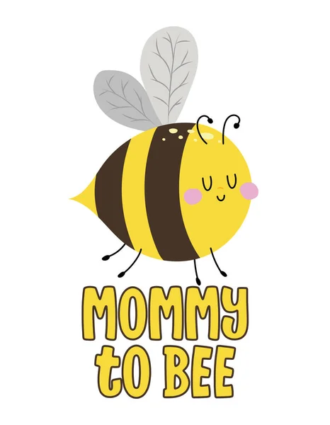 Mama Pszczoły Baby Shower Szablon Zaproszenia Cytatem Cute Projekt Karty — Wektor stockowy