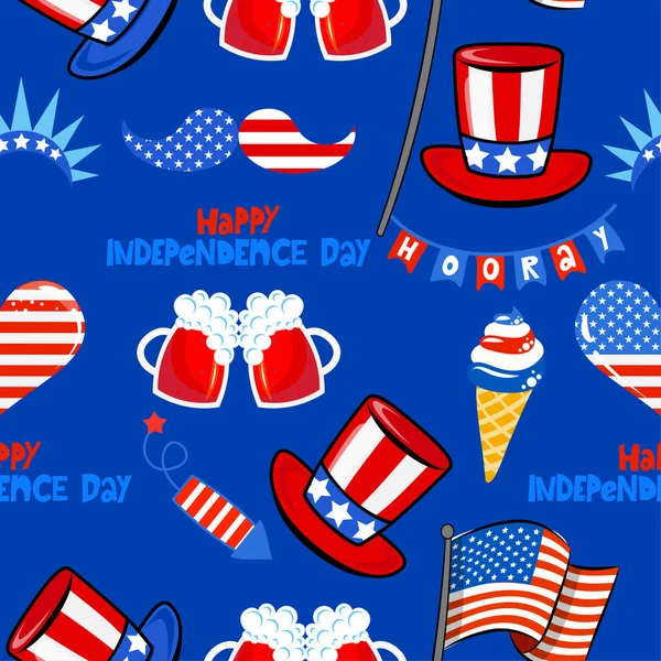 Joyeux Modèle Jour Indépendance Avec Les Symboles Des États Unis — Image vectorielle