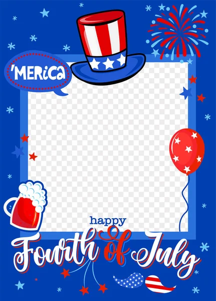 Happy Independence Day 4Th July Party Photo Booth Prop Photo — Stock Vector