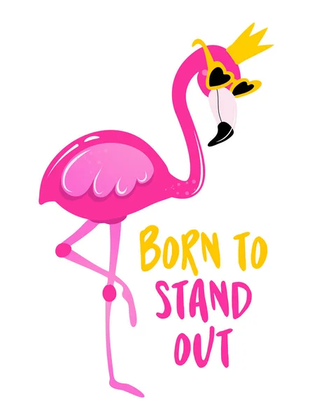 Geboren Herauszustechen Motivationszitate Handgemalte Pinselschrift Mit Flamingo Gut Für Shirts — Stockvektor