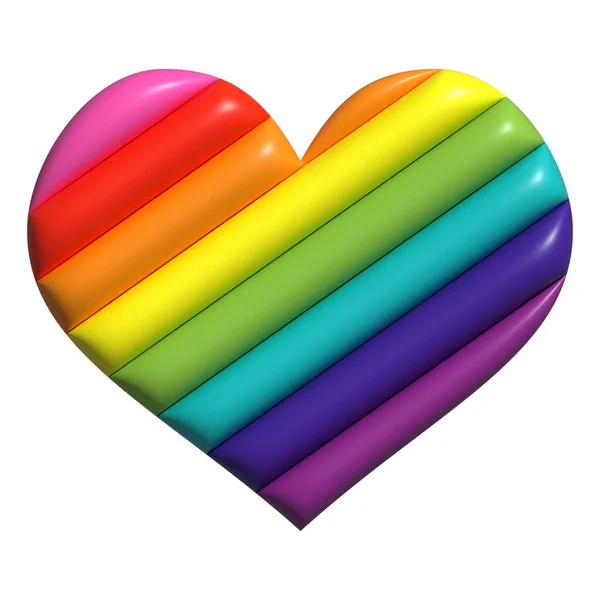 Ícone Lgbtq Renderizado Coração Colorido Arco Íris Mês Desfile Orgulho — Fotografia de Stock