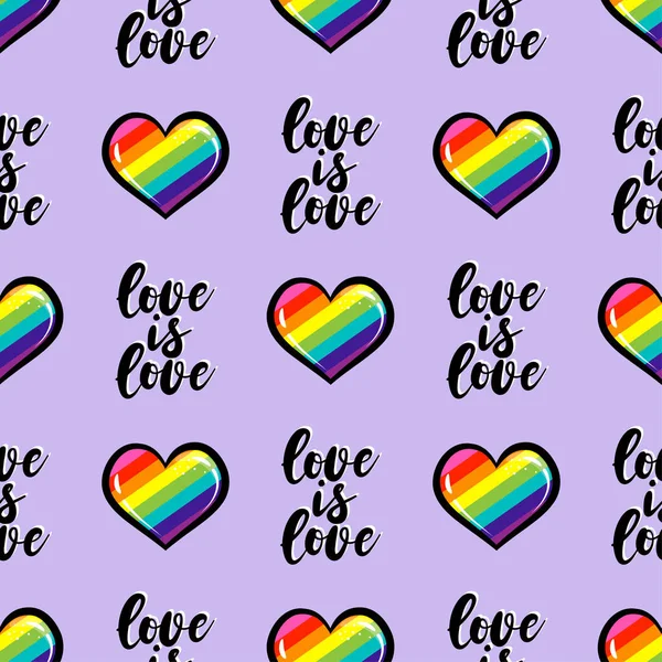 Kærlighed Kærlighed Søde Sømløse Mønster Med Lgbt Regnbue Hjerter Gay – Stock-vektor