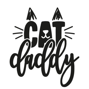 Kedi Baba - Komik Anneler Günü alıntısı tasarımı. Köpek pençesi, kalp ve kemikle ilgili komik bir hayvan vektörü. Anneler günü hediyesi için iyi, posterler, tekstil, hediyeler, tişörtler. Köpek, kedi aşkı