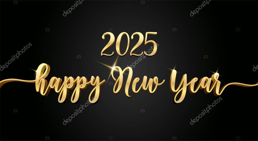 Happy new year 2025 - Inspirational New Year beautiful handwritten quote, gift tag, lettering message. Hand drawn winter, January phrase. Handwritten modern brush calligraphy for 2025. Mug subtitles.
