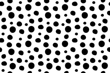 Elle çizilmiş siyah noktalı beyaz arka plan. Kusursuz modern sanat eserleri, Çita cilt altyapısı. Tekstil ürünleri, kırtasiye malzemeleri, ev dekorasyonu ve moda kullanımları için harika. Vektör illüstrasyonu