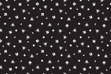 Kusursuz Memphis geçmişi. Kumaş, Kumaş, Kumaş ve Tekstil için siyah üzerine çizgiler ve Geometrik figürler olan soyut renkli şekiller. Memphis Style 'da Modern Kusursuz Çokrenkli Arka plan. Vektör illüstrasyonu