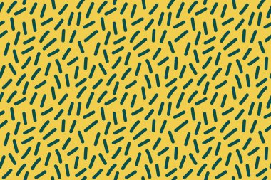 Sarı arka planda yuvarlak çubukların yeşil soyut deseni. Parlak yaz baskısı. Moda, modern renkli arka plan. Reklam, broşürler, broşürler. Vektör illüstrasyonu.