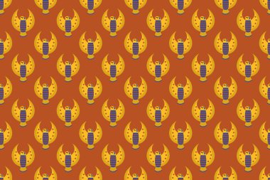 Antik Mısır 'ın kusursuz deseni. Hiyeroglif duvar resmi tarzında dindar putperest, kusursuz bir geçmişi var. Mısır tanrıları ve firavun desenleri. Vektör illüstrasyonu