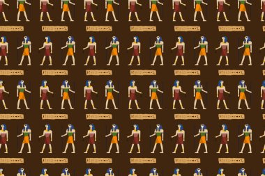 Antik Mısır seamless modeli. Hiyeroglif oymalar bir Antik Mısır desen dış duvarlar. Antik Mısır duvar resimleri. Grunge Mısır sorunsuz arka plan. Mısır tanrıları ve Firavunlar desen