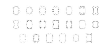 Luxury ornamental branch wreathes set in hand drawn design. Laurel leaves wreath and decorative branch bundle. Botanical outline decor of herbs, twigs, sprigs and plants elements. Vector illustration