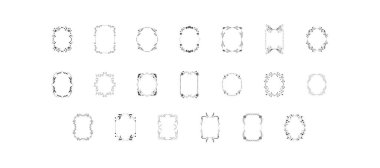 Wedding invitation frame set. Elegant floral bouquet card, wedding greeting elements. Luxury design set for wedding and decoration. Botanical outline decor of herbs, twigs, sprigs and plants elements