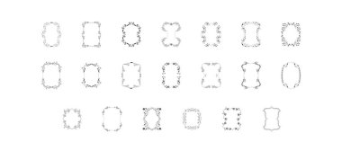 Luxury ornamental branch wreathes set in hand drawn design. Laurel leaves wreath and decorative branch bundle. Botanical outline decor of herbs, twigs, sprigs and plants elements. Vector illustration