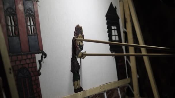 模特儿木偶表演 传统土耳其舞台剧在模特儿房子和环境中展出 配音剧场 — 图库视频影像