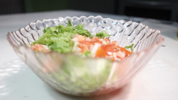 Image Salade Faite Pour Dîner Salade Verte Faite Avec Des — Video
