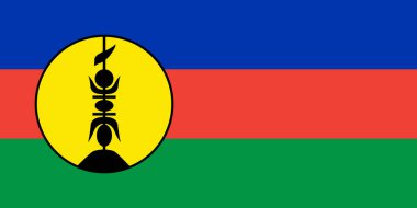 Yeni Kaledonya 'nın ulusal bayrağı ulusal günleri kutlamak için kullanılabilir. Vektör illüstrasyonu