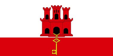 Ulusal Gibraltar bayrağı ulusal günleri kutlamak için kullanılabilir. Vektör illüstrasyonu