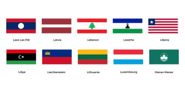 Laos, Letonya, Lübnan, Lesotho, Liberya, Libya, Litvanya, Lüksemburg, Macau Macao Ulusal Bayrağı