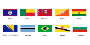 Belize, Benin, Bermuda, Bolivya, Bosna-Hersek, Brezilya, Brunei, Bulgaristan Ulusal Bayrağı